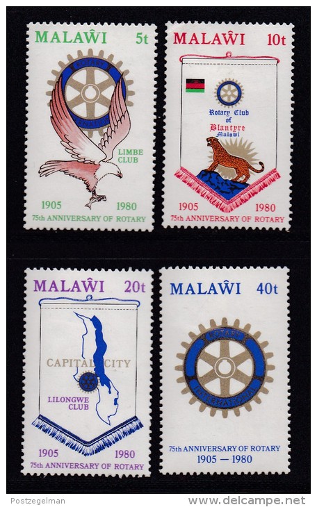 MALAWI, 1980, Mint Hinged Stamps, Rotary 75 Years, 340-343, #4578 - Malawi (1964-...)