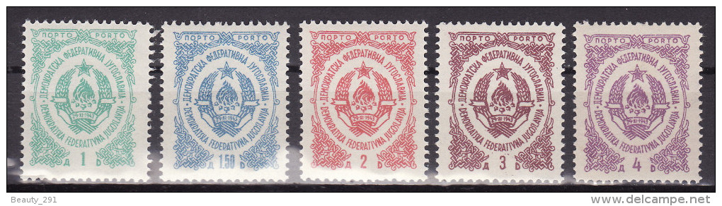 YUGOSLAVIA 1945. PORTO, MNH (**):VF Mi 84/88 - Strafport