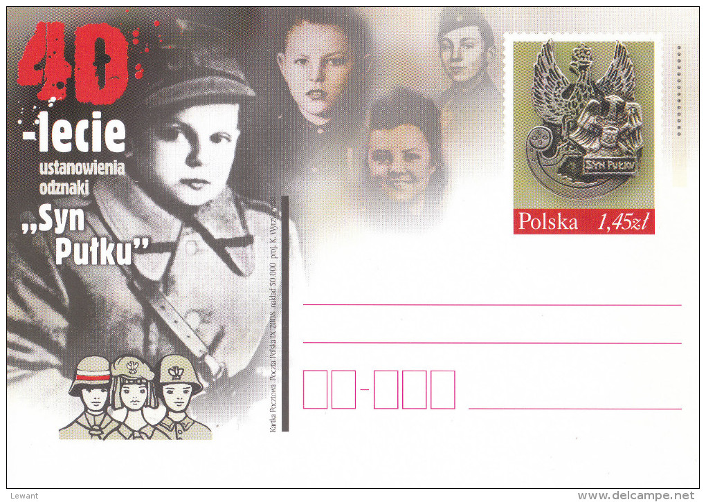 POLAND - Postcard - 2008.09.26. Cp 1476 40-anniversary Of The Establishment Of The Badge Son Of Regiment - Stamped Stationery