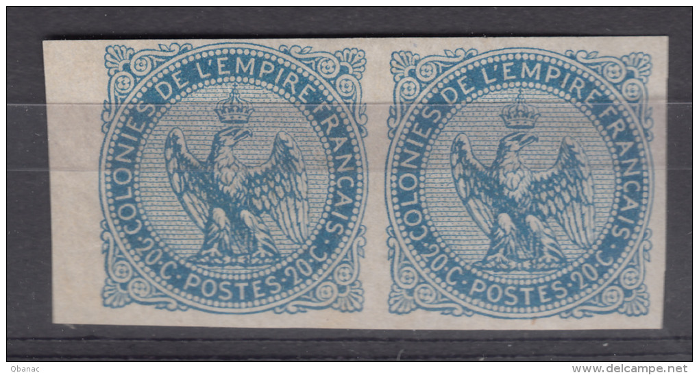 France Colonies General Issues 1859 Yvert#4 Pair, Mint Hinged - Eagle And Crown