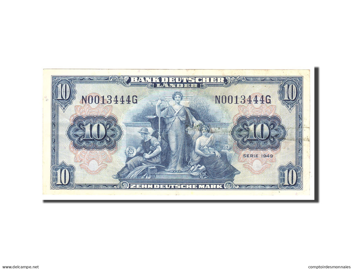 Billet, République Fédérale Allemande, 10 Deutsche Mark, 1949, 1949-08-22 - 10 Deutsche Mark