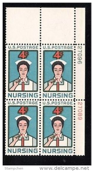 Plate Block -1961 USA Nursing Stamp Sc#1190 Nurse Student Girl Candle Light - Numéros De Planches