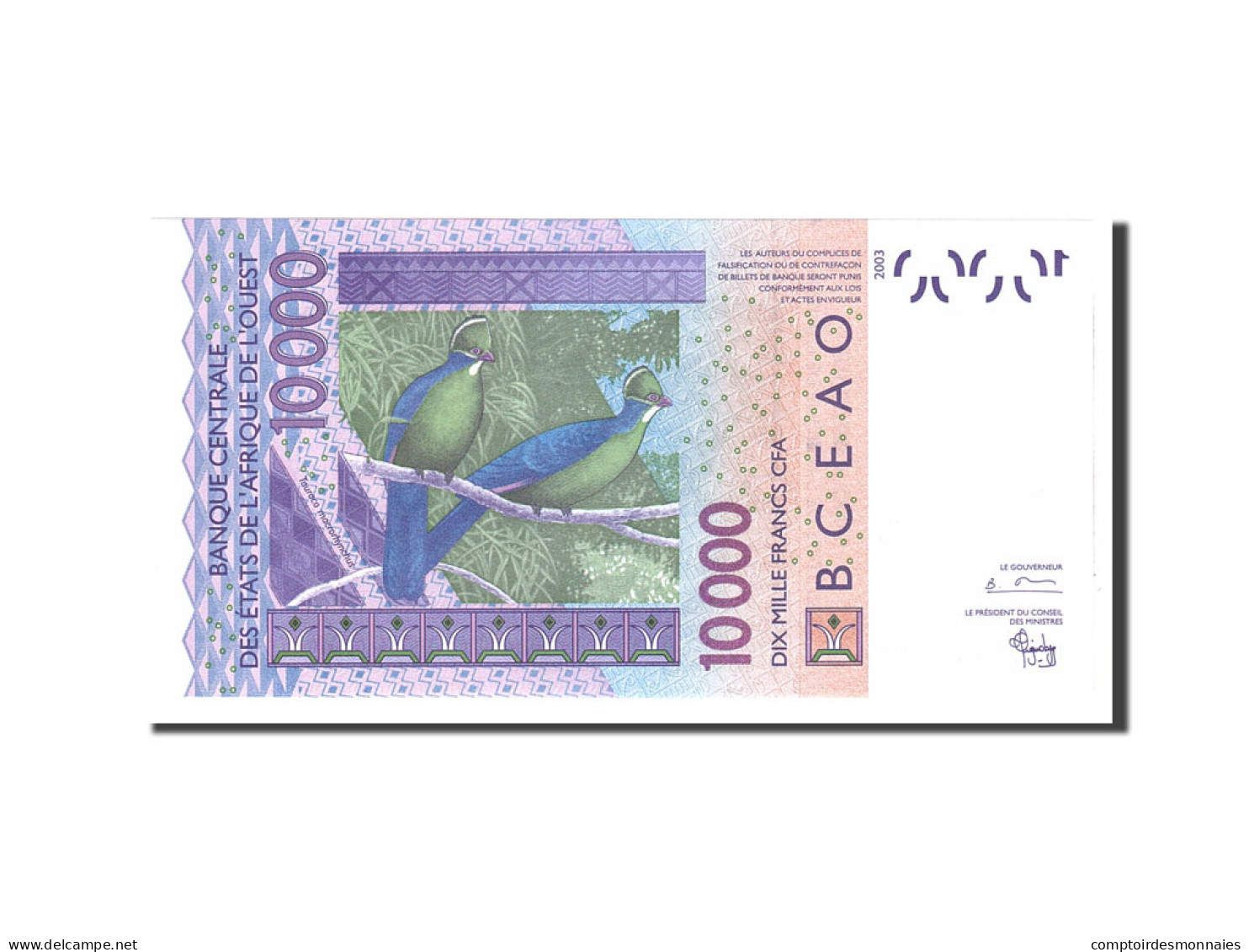 Billet, West African States, 10,000 Francs, 2003, Undated, KM:918Sa, NEUF - Westafrikanischer Staaten