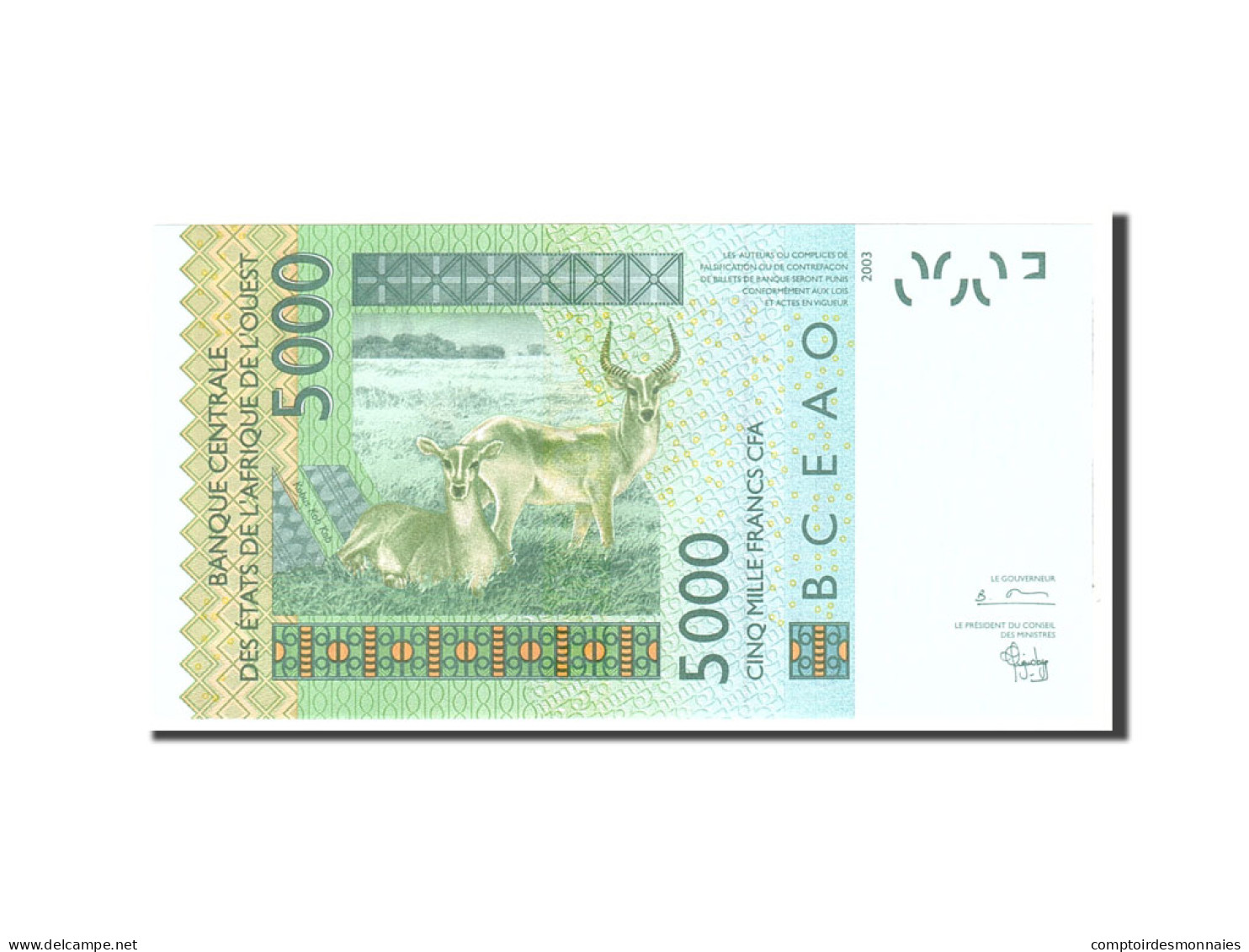 Billet, West African States, 5000 Francs, 2003, Undated, KM:317Ca, NEUF - États D'Afrique De L'Ouest