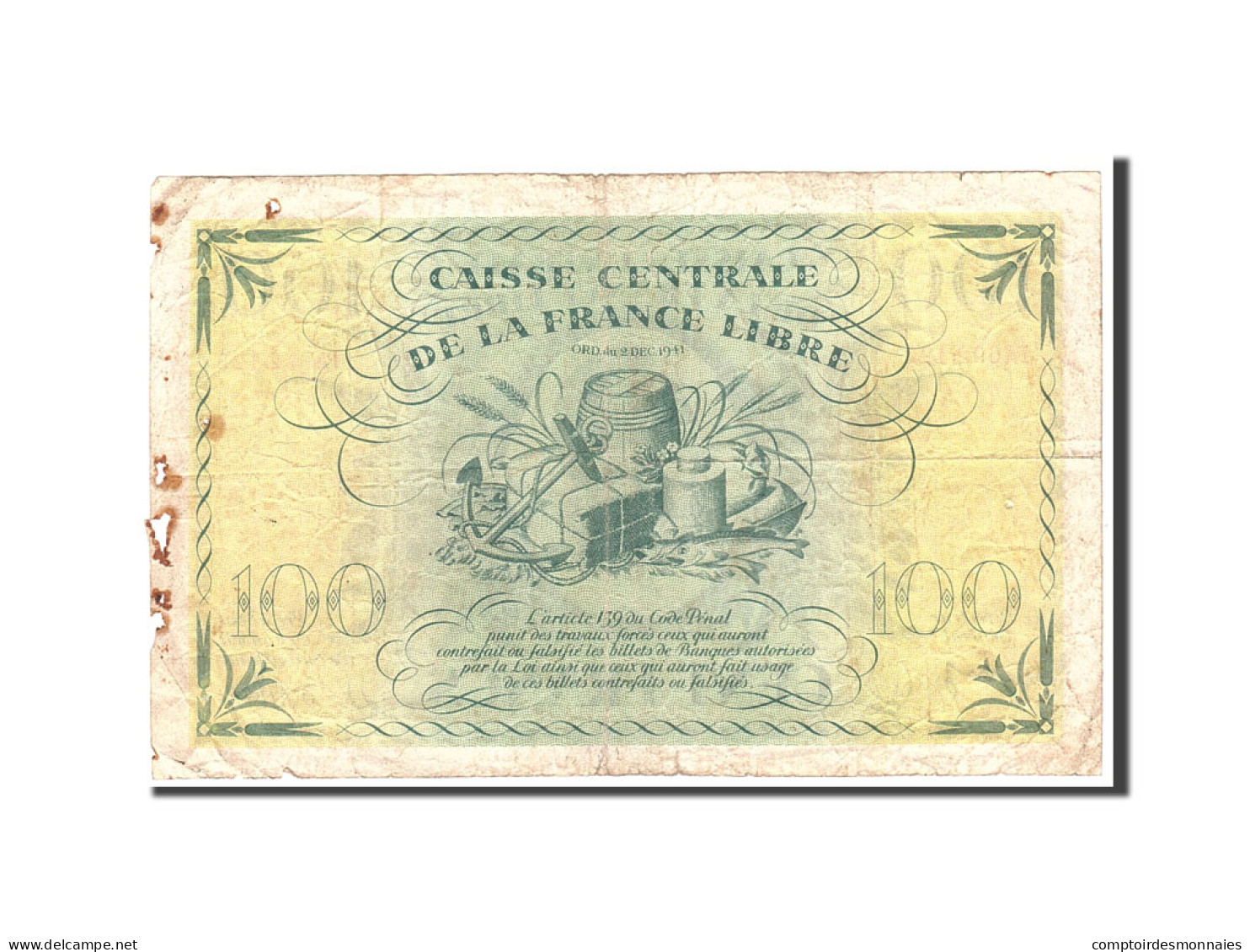 Billet, Afrique-Équatoriale Française, 100 Francs, 1941, Undated, KM:13a, B - Altri – Africa