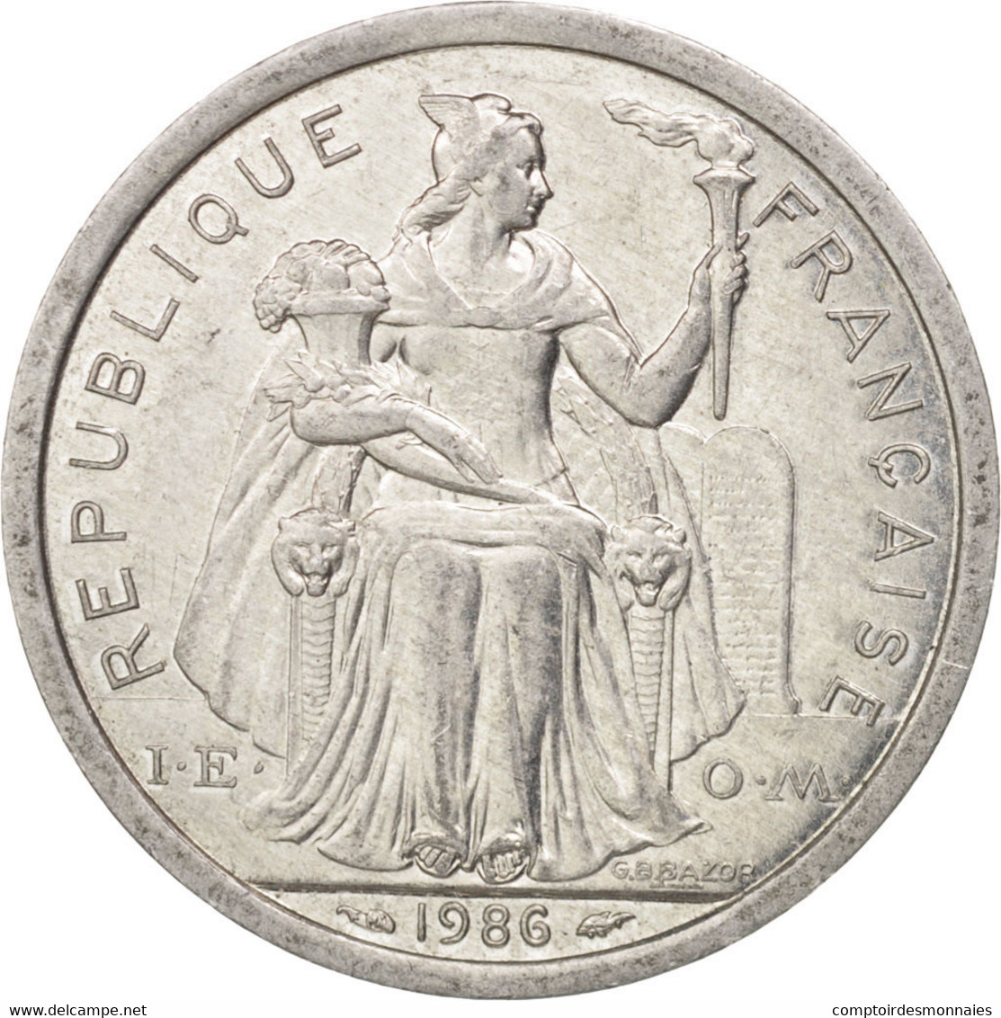 Monnaie, French Polynesia, 2 Francs, 1986, Paris, TTB+, Aluminium, KM:10 - Französisch-Polynesien