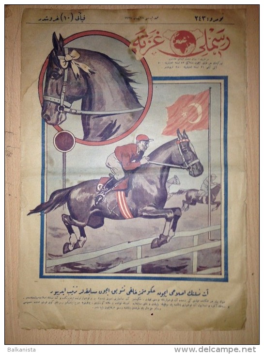 OTTOMAN & TURKISH MAGAZINE ILLUSTRATED COVER HORSE RACING 28 April 1928 - Magazines