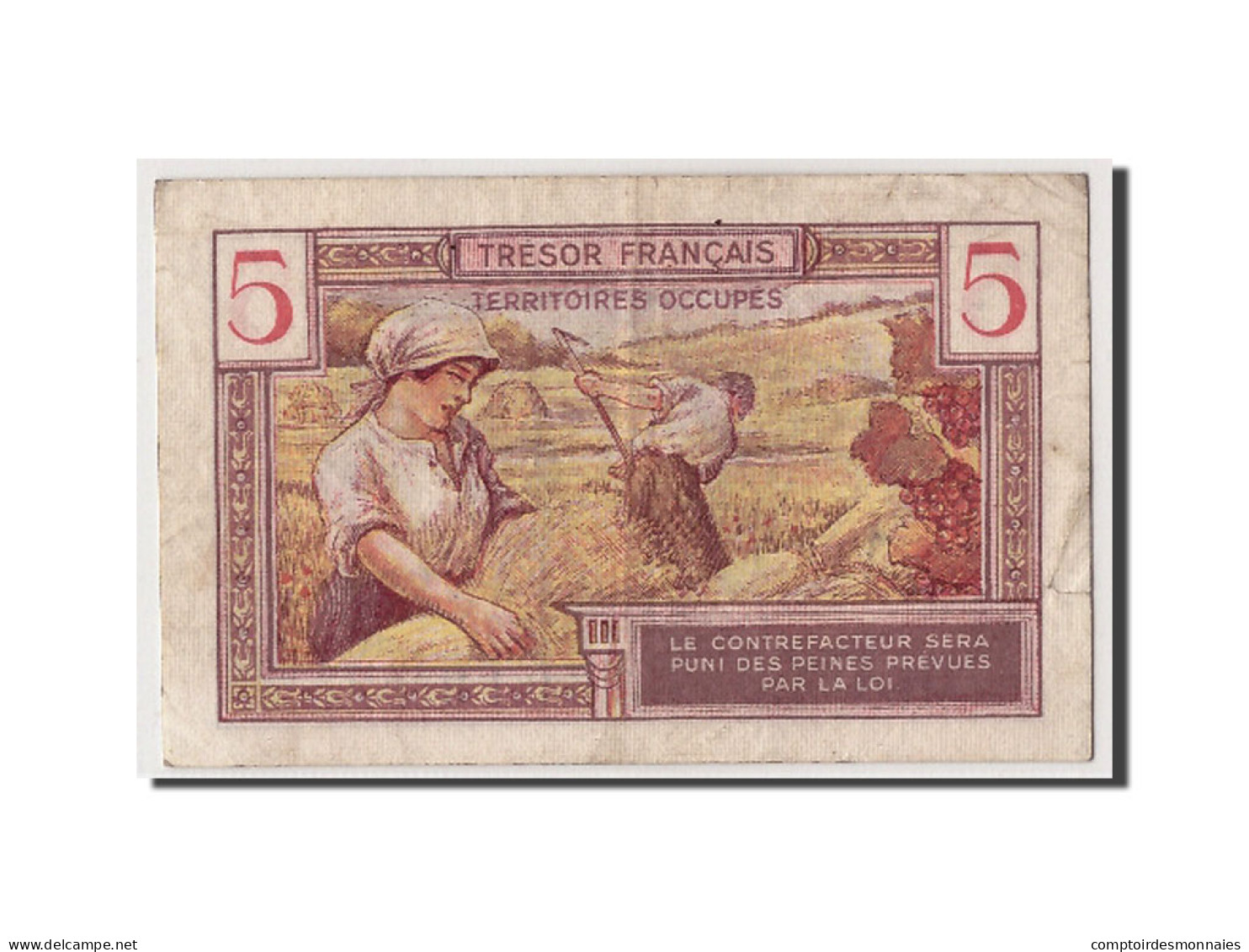 Billet, France, 5 Francs, 1947 French Treasury, Undated (1947), Undated, TB+ - 1947 French Treasury