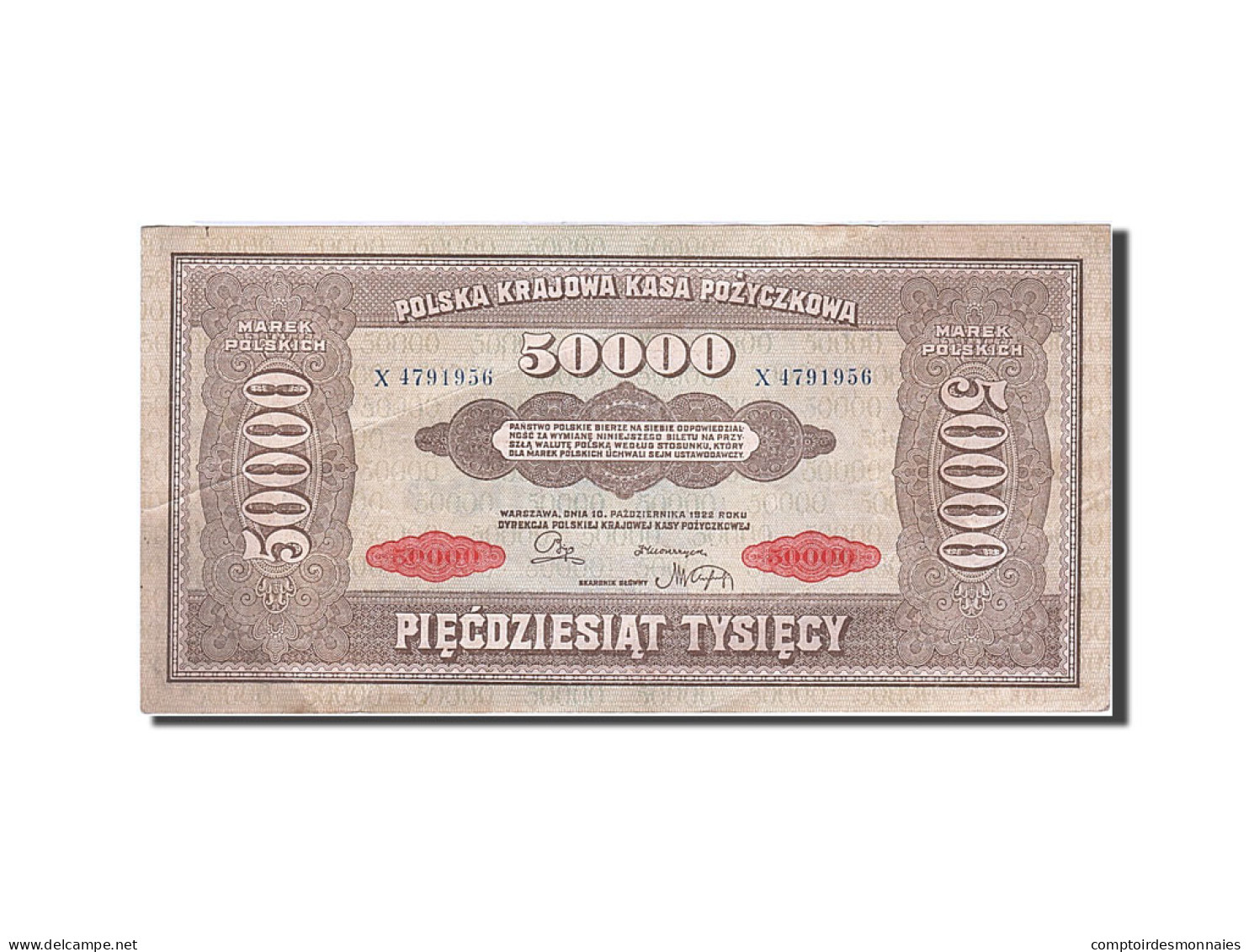 Billet, Pologne, 50,000 Marek, 1922-1923, 1922-10-10, KM:33, TTB+ - Pologne