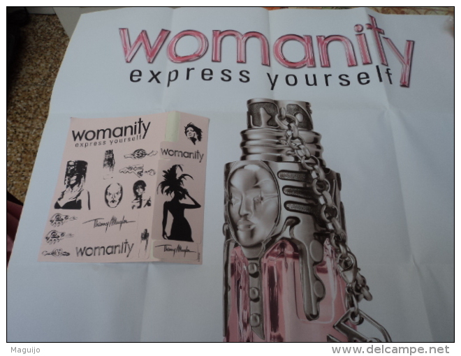 MUGLER:"WOMANITY"  AFFICHE: " EXPRESS YOURSELF" + DECALCOS   LIRE ET VOIR !! - Miniatures Femmes (sans Boite)