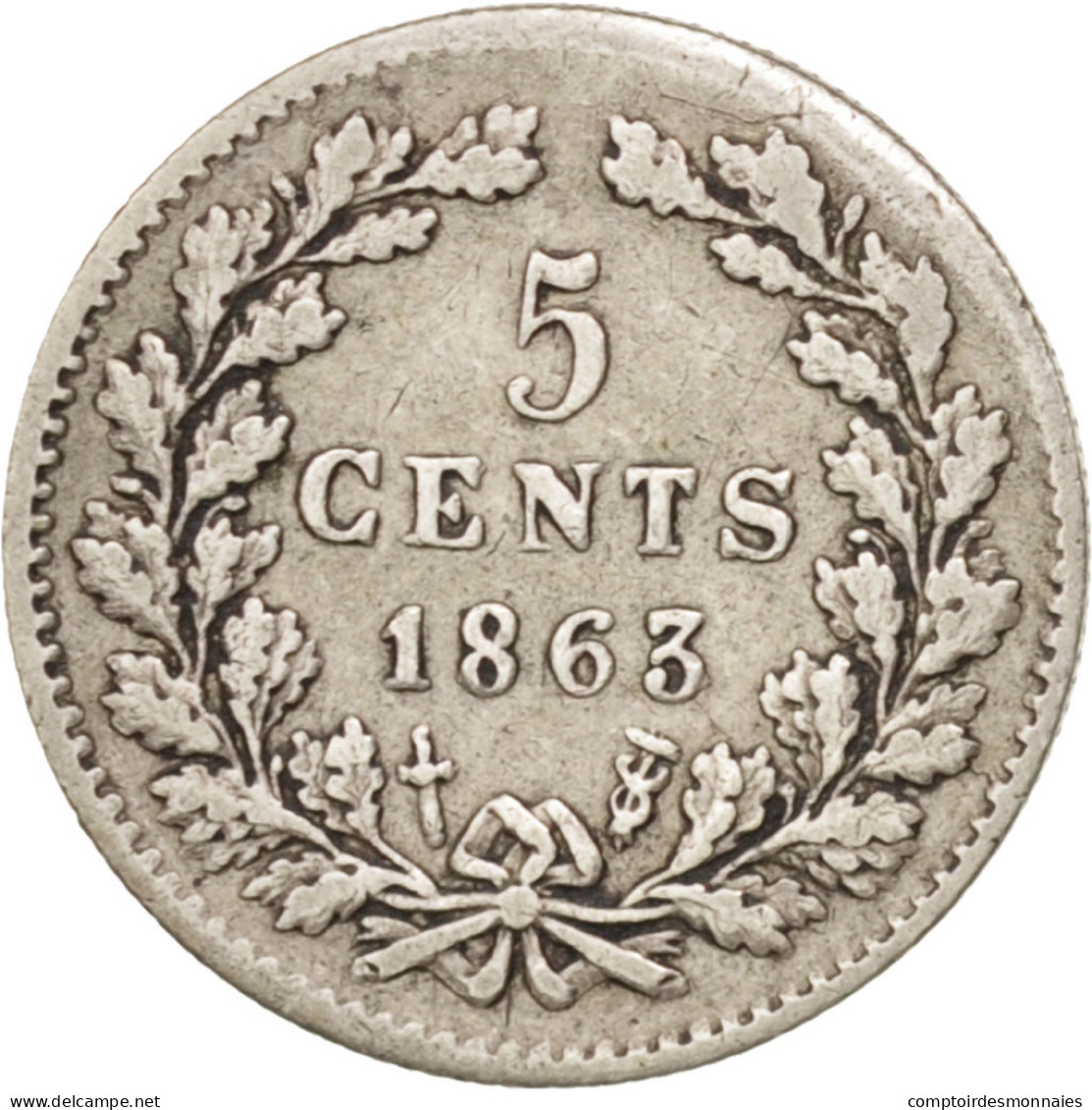 Monnaie, Pays-Bas, William III, 5 Cents, 1863, TTB+, Argent, KM:91 - Monedas En Oro Y Plata