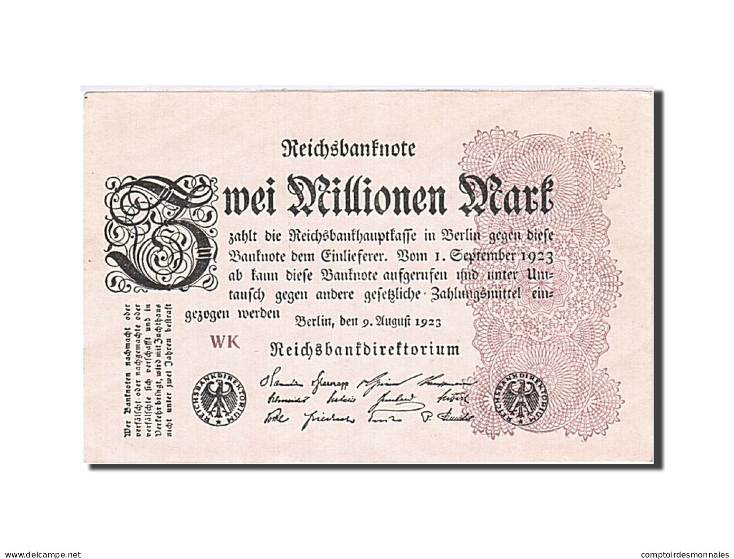 Billet, Allemagne, 2 Millionen Mark, 1923, 1923-08-09, KM:103, SPL - 2 Millionen Mark