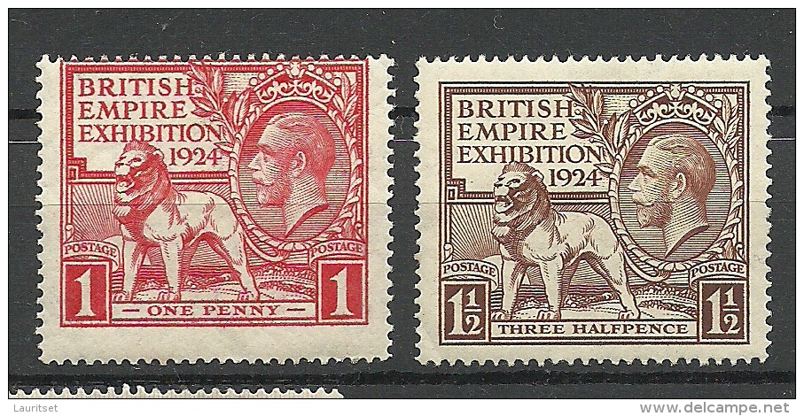 GREAT BRITAIN 1924 Wembley Exhibition Ausstellung Michel 166 - 167 * - Unused Stamps