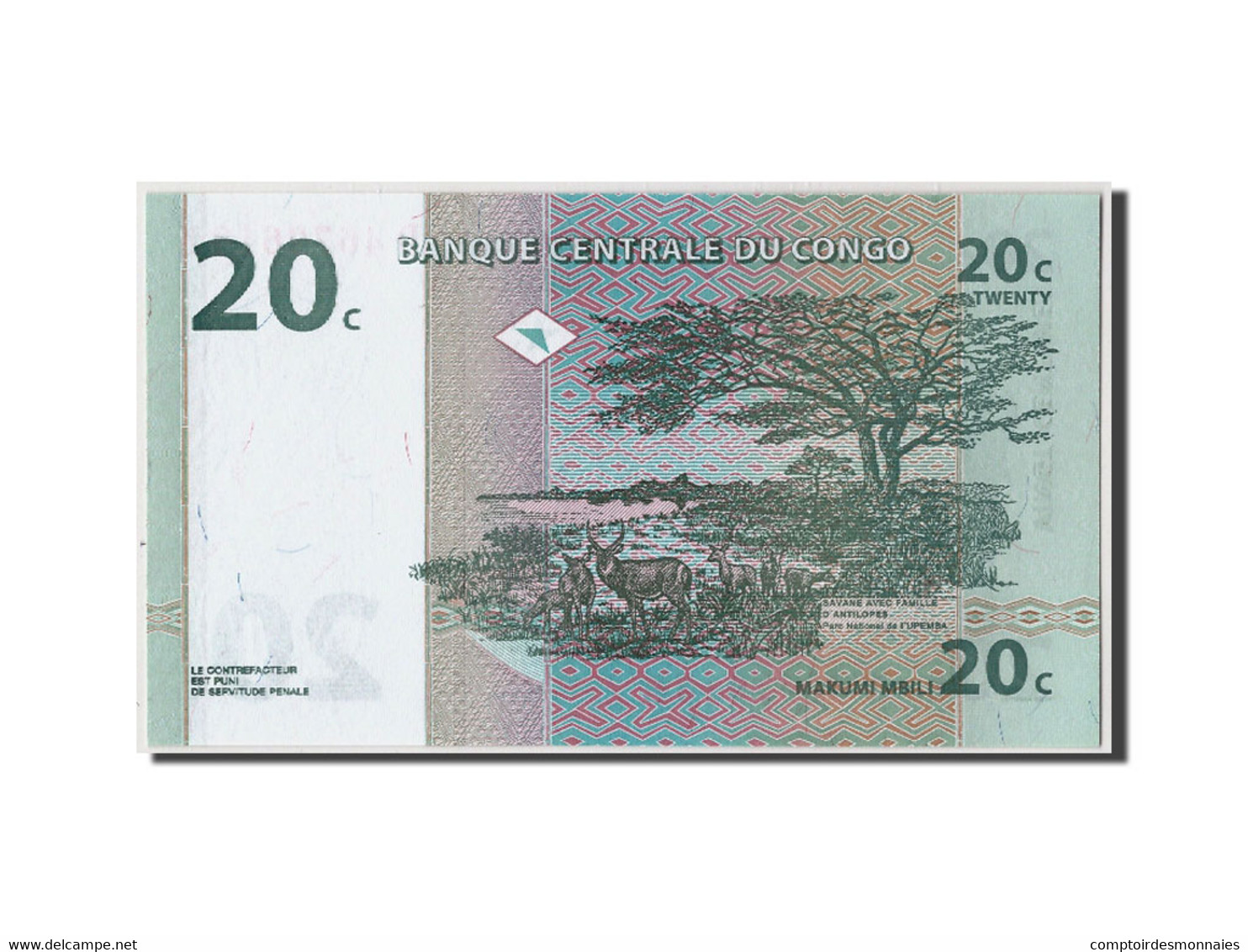 Billet, Congo Democratic Republic, 20 Centimes, 1997, 1997-11-01, KM:83a, NEUF - République Démocratique Du Congo & Zaïre