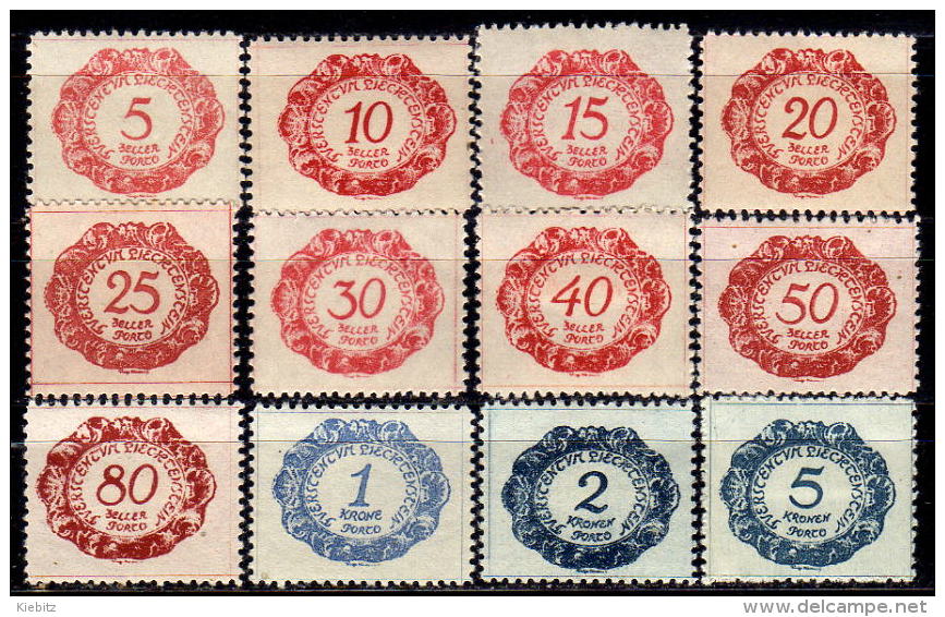 LIECHTENSTEIN Porto 1920 - MiNr: 1-12 Komplett   * / MH - Postage Due