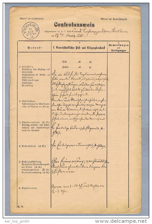 DR Stockheim I.Ofr. 1890-03-17 Controllausweis Vollst. - Lettres & Documents