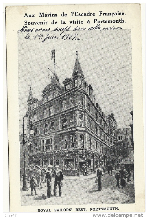PORTSMOUTH   LE  1 Ier JUIN  1927  AUX  MARINS  DE L  ESCADRE  FRANCAISE  SOUVENIR  DE LA VISITE  A PORTSMOUTH - Portsmouth