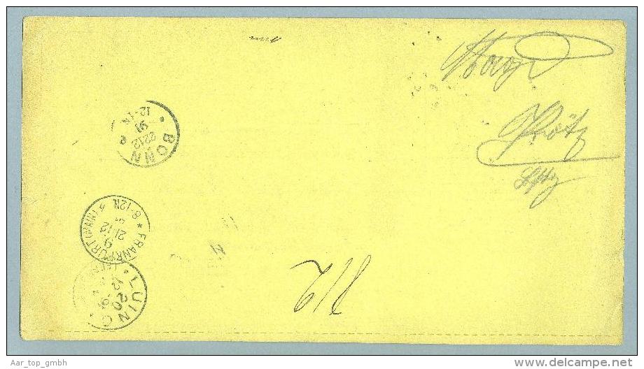 Schweiz Auslandpoststelle Luino 1891-12-20 Auf Paketkarte V.S.Remo N.Bonn Zollzett. Rot - Colis-postaux