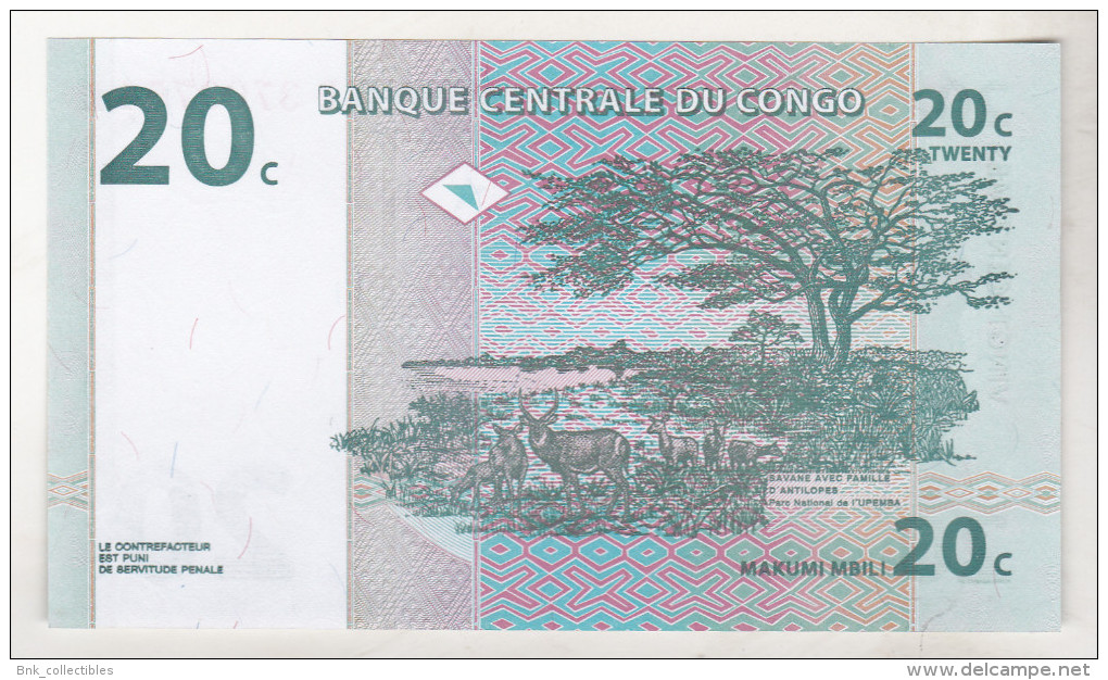 Congo , Democratic Republic ,20 Centimes 1997 Unc - Democratic Republic Of The Congo & Zaire