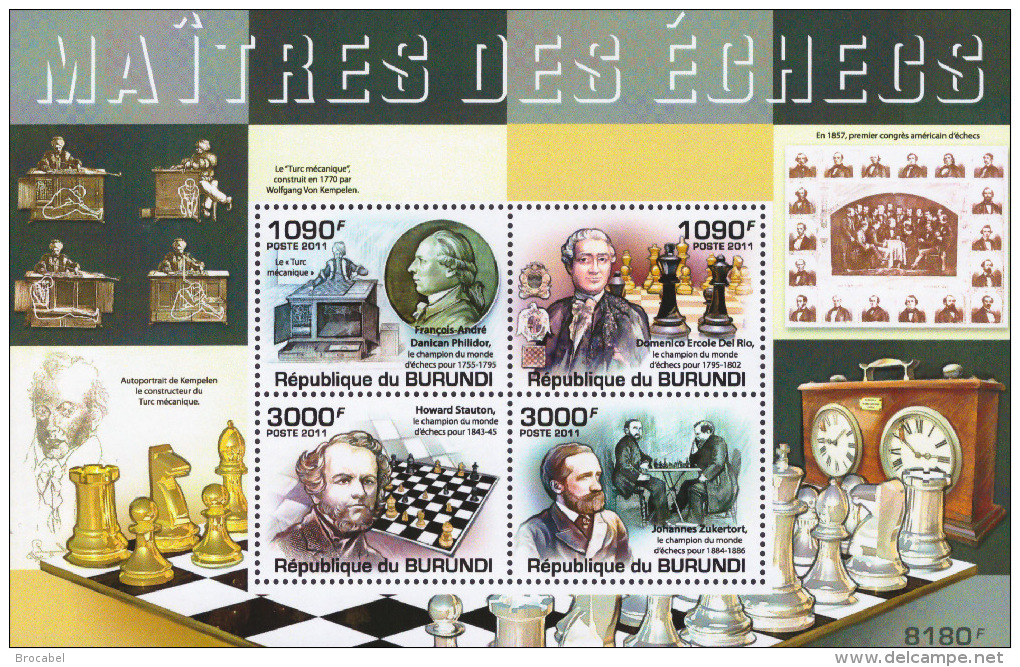 Burundi BL 0183** Et 183ND** - Grands Maitres Des échecs - MNH - Ungebraucht