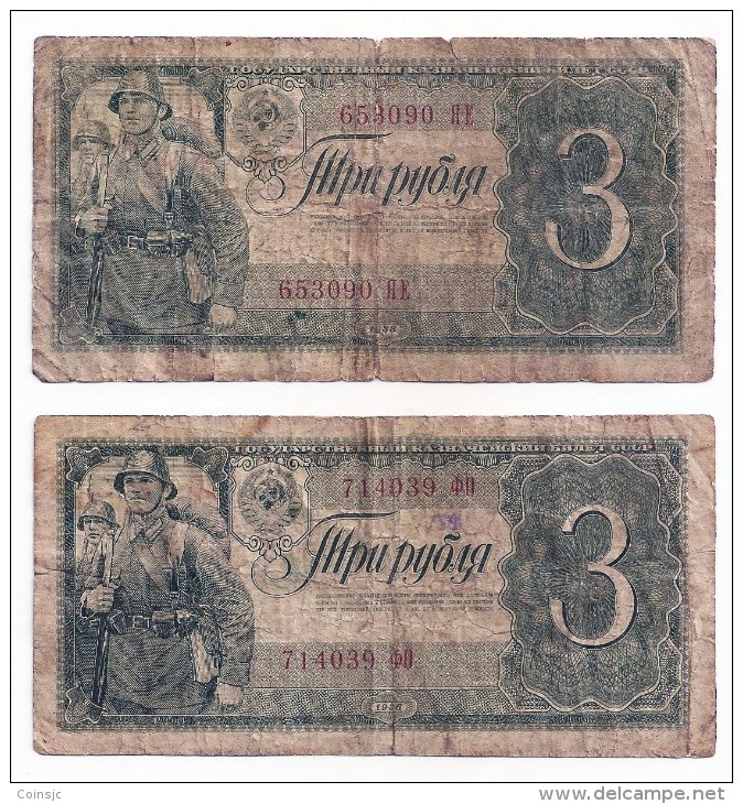 Rusia - 2 Billetes - 3 Rublos - 1938 - Russie