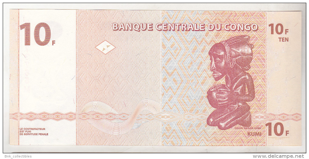 Congo , Democratic Republic , 10 Francs 2003 Unc - República Democrática Del Congo & Zaire