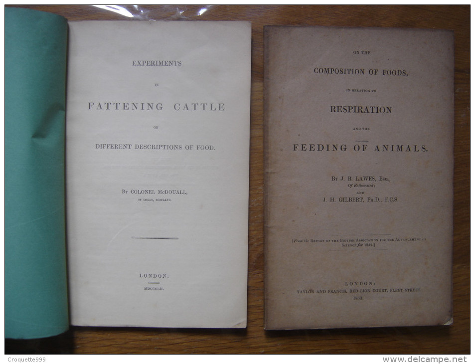 1853 FOODS RESPIRATION FEEDING OF ANIMALS EXPERIMENTS FATTENING CATTLE A Voir - Landwirtschaft