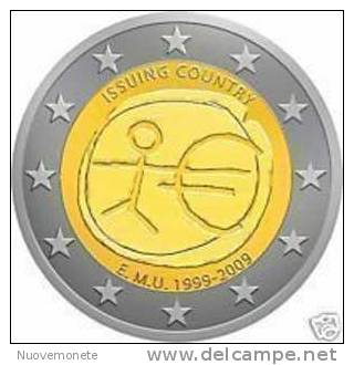 CIPRO 2 Euro 2009 10° ANNIV. Dell´ UNIONE ECONOMICA E MONETARIA - E.M.U. FDC - Cyprus
