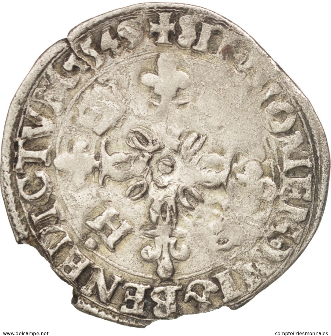 Monnaie, France, Douzain Aux Croissants, 1549, Rouen, TTB, Billon, Sombart:4380 - 1547-1559 Henry II
