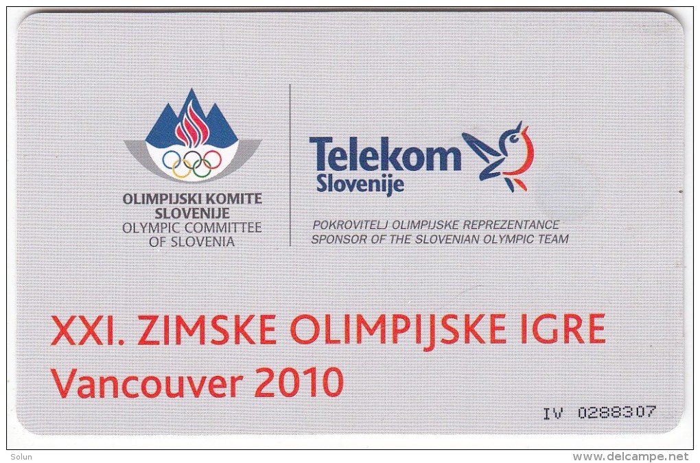 SLOVENIA SLOVENIJA PHONECARD 2010 XXI. ZOI VANCOUVER OLYMPIC GAMES SPORT EVENTS  TELEKOM CAT.NO. 778 - Olympic Games