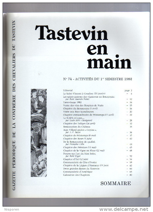 Tastevin En Main - Gazette Périodique De La Confrérie Des Chevaliers Du Tastevin - N°74 Octobre 1982 - Culinaria & Vinos