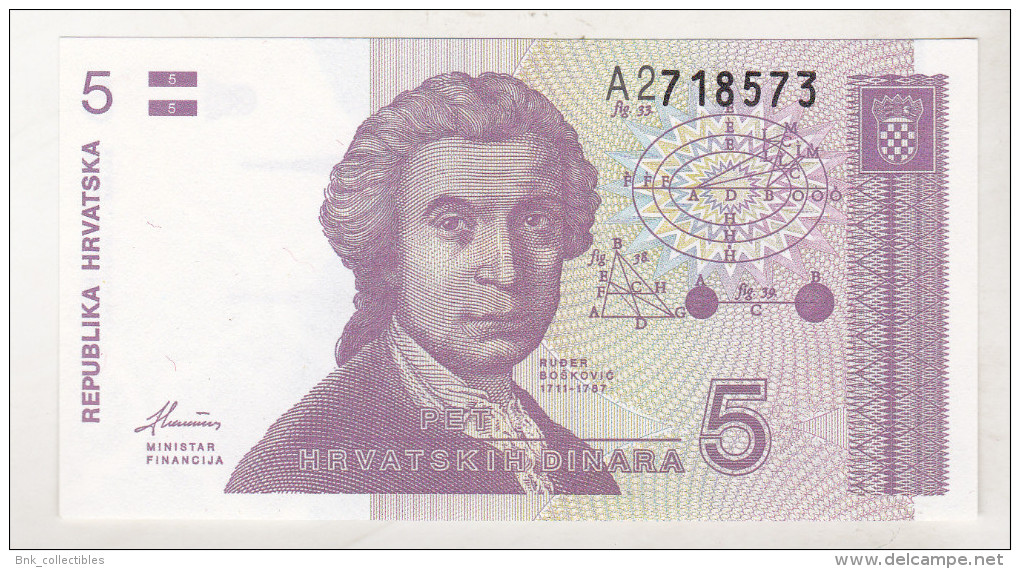 Croatia 5 Dinars 1991 Unc - Croatia
