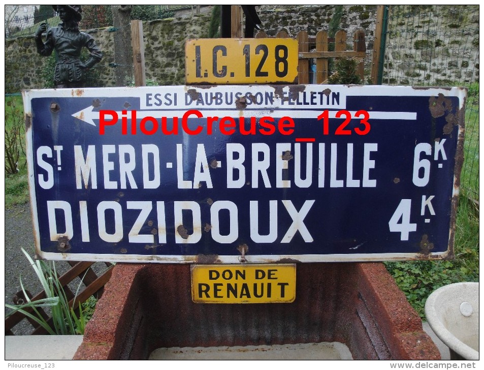 23 Creuse - ST MERD LA BREUILLE - DIOZIDOUX - " Ancien Panneau Emaillé Routier De Direction " - Hinweise