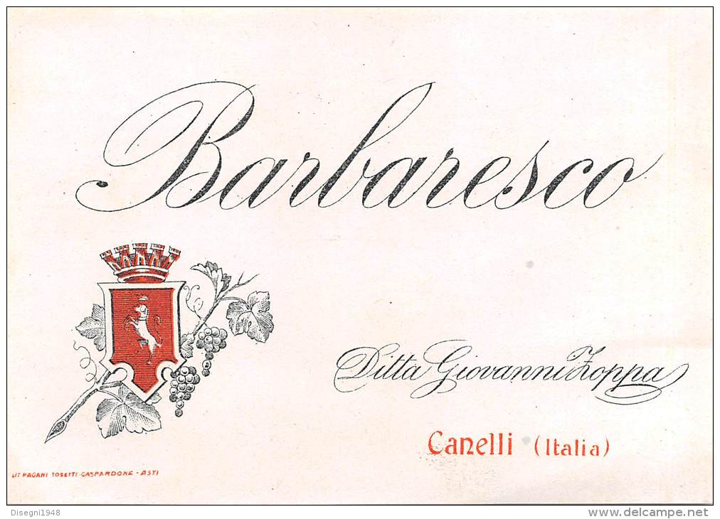 04927 "BARBARESCO - DITTA GIOVANNI ZOPPA - CANELLI (AT)" ETICHETTA ORIGINALE - Rode Wijn