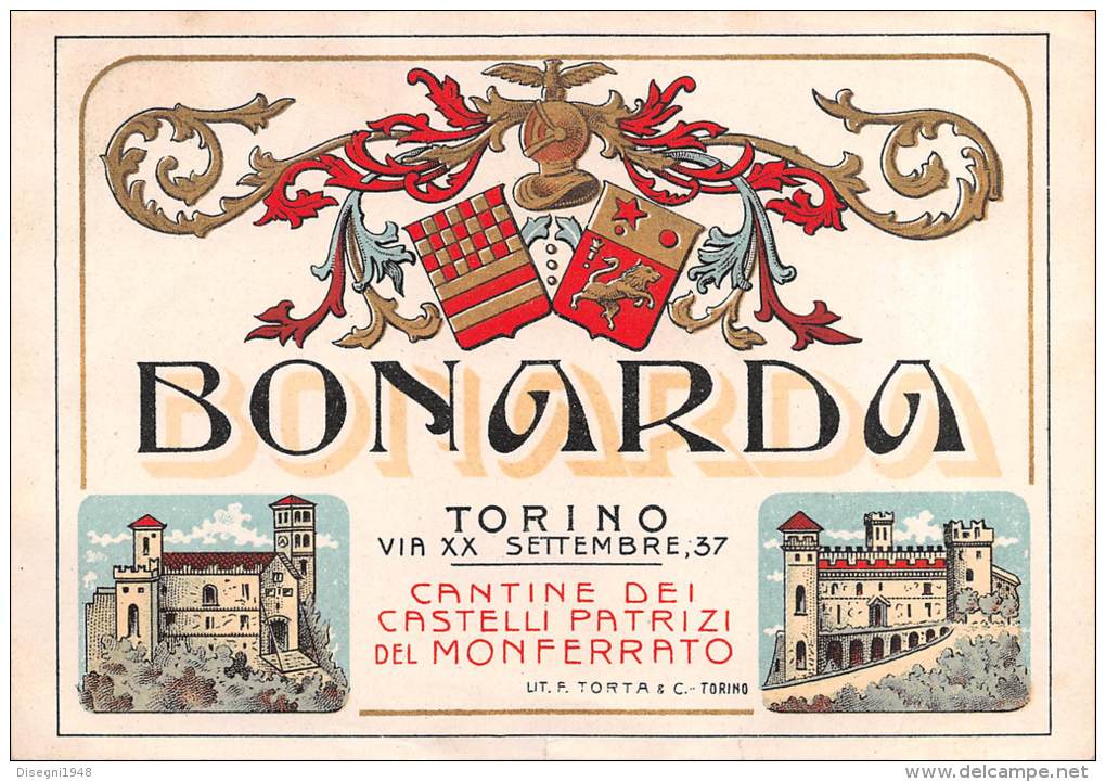 04929 "BONARDA - CANTINE DEI CASTELLI PATRIZI DEL MONFERRATO - TORINO" ETICHETTA ORIGINALE - Rode Wijn