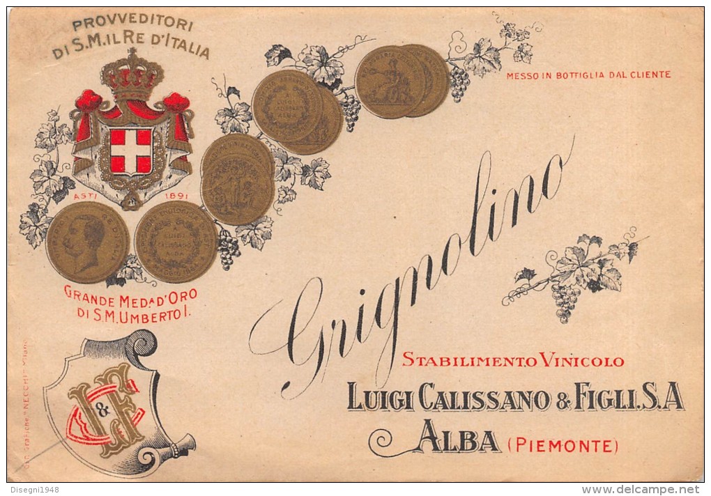 04931 "GRIGNOLINO - LUIGI CALISSANO &amp; FIGLI S.A. - ALBA (CN)" ETICHETTA ORIGINALE - Rouges