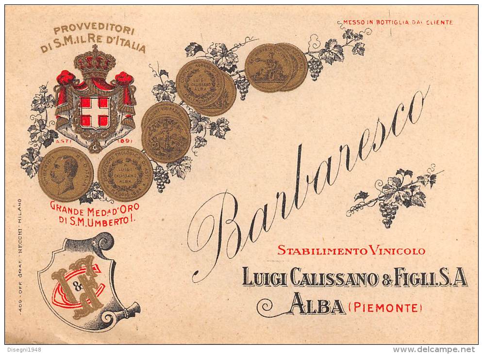 04932 "BARBARESCO - LUIGI CALISSANO &amp; FIGLI S.A. - ALBA (CN)" ETICHETTA ORIGINALE - Rode Wijn