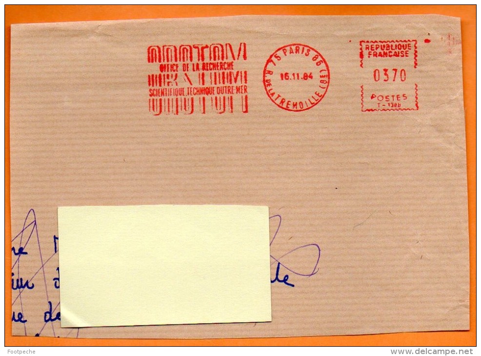 75 PARIS  OFFICE DE LA RECHERCE SCIENTIFIQUE  OUTRE MER     1984 Devant De Lettre N° EMA 3500 - Freistempel