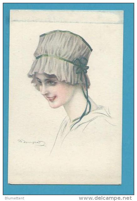 CPA Fantaisies 914-6 Art Nouveau Art Déco Portrait Femme Chapeau Illustrateur Italien BOMPARD Italie - Bompard, S.