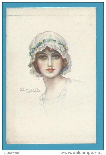 CPA Fantaisies 914-4 Art Nouveau Art Déco Portrait Femme Chapeau Illustrateur Italien BOMPARD Italie - Bompard, S.