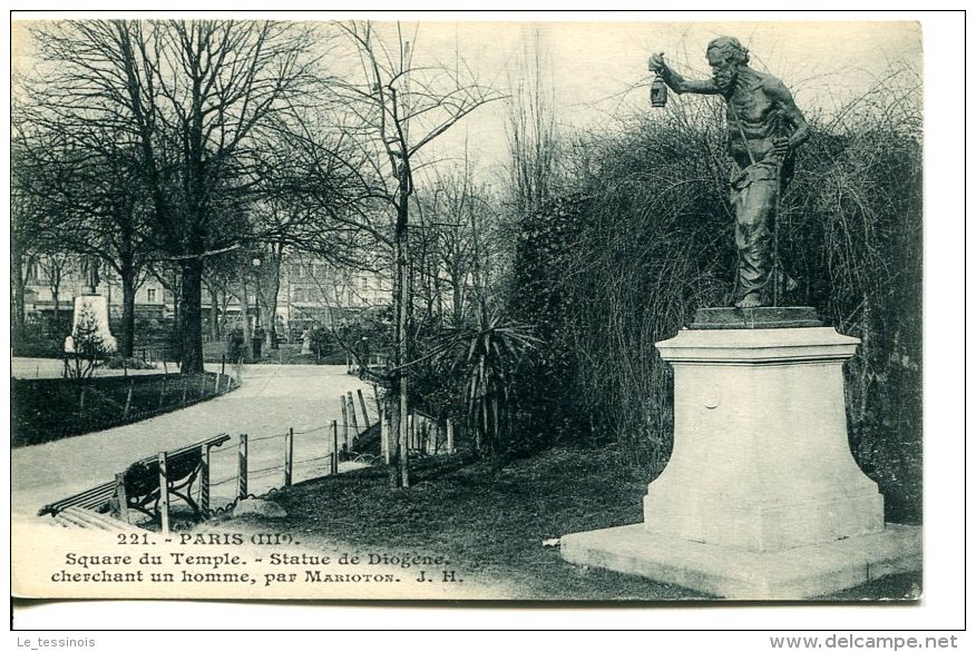 PARIS (IIIe) - Square Du Temple  Avec Statue De Diogène - Arrondissement: 03