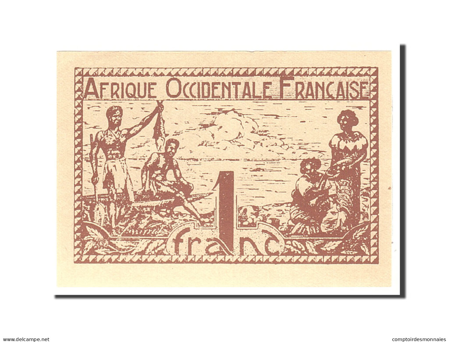 Billet, French West Africa, 1 Franc, 1944, Undated, KM:34b, SPL - Westafrikanischer Staaten