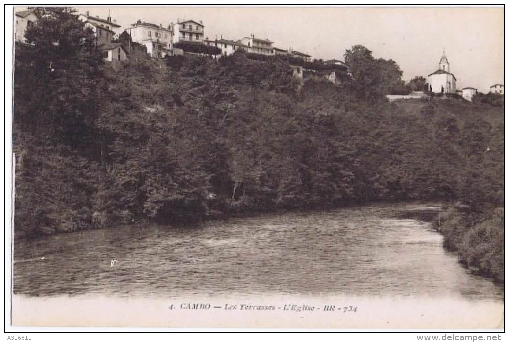 Cpa  CAMBO LES TERRASSES L EGLISE - Ciboure