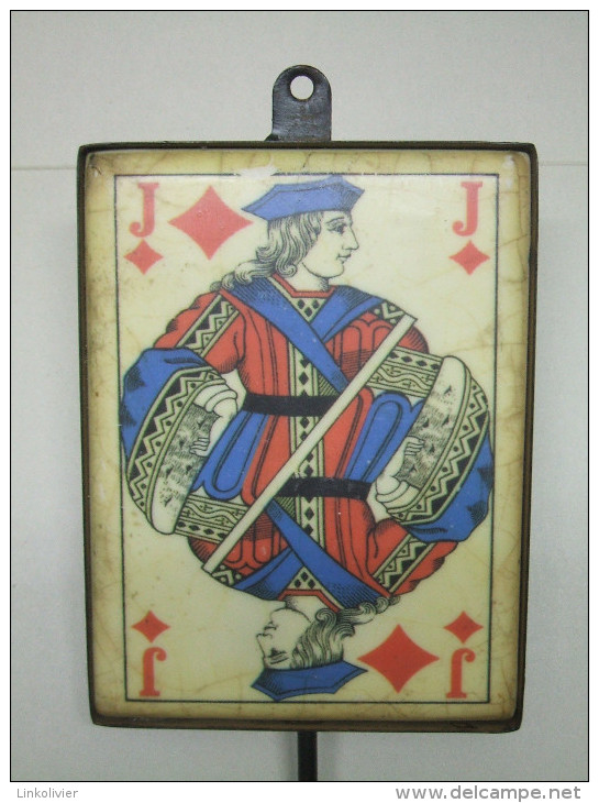 Ancienne PATERE ART NOUVEAU Carte à Jouer Valet De Carreau - Ferronnerie