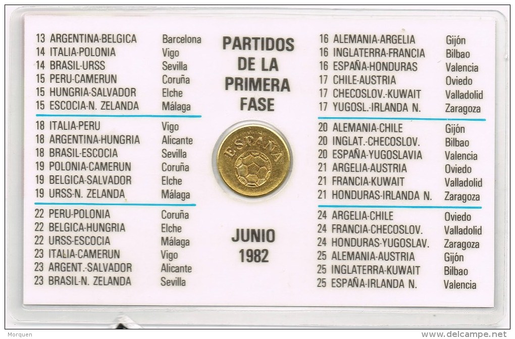 16963. Medalla Copa Mundo Futbol 1982, Placada ORO Fino, Au 24 Klts - Royal/Of Nobility