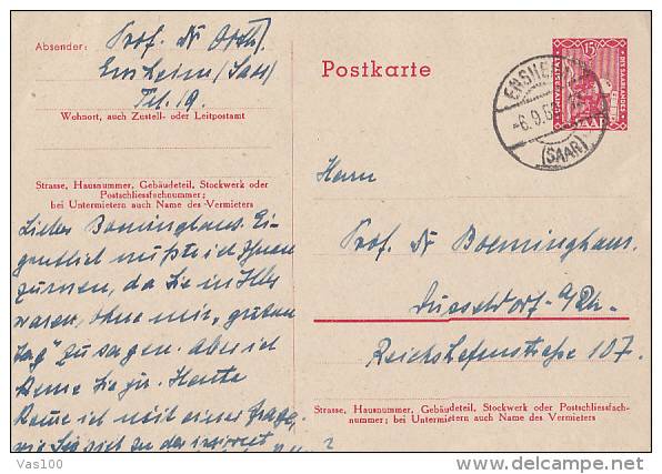 SAAR UNIVERSITY, SAAR PROVINCE, PC STATIONERY, ENTIER POSTAL, 1950, GERMANY - Sonstige & Ohne Zuordnung