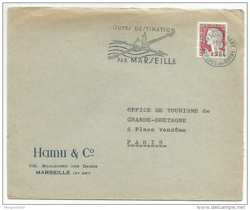 OBLITERATION MECANIQUE SUR LETTRE A EN TETE MARSEILLE DU 6/4/1964 - 1961-....