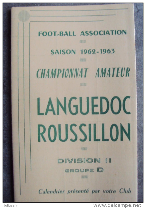Carte Football Saison Championnat Amateur Saison 1962-1963 Languedoc Rousillon - Autres & Non Classés