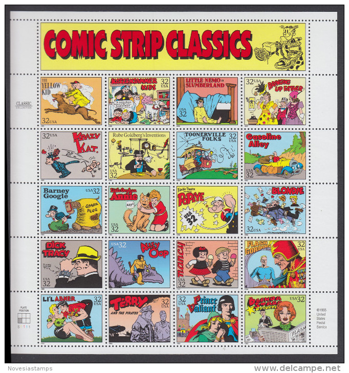 !a! USA Sc# 3000 MNH SHEET(20) (a04) - Comic Strips Classic - Hojas Completas