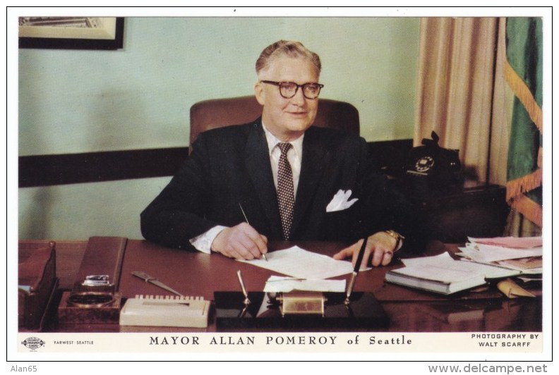 Seattle Washington Mayor Allan Pomeroy, Politician, C1950s Vintage Postcard - People